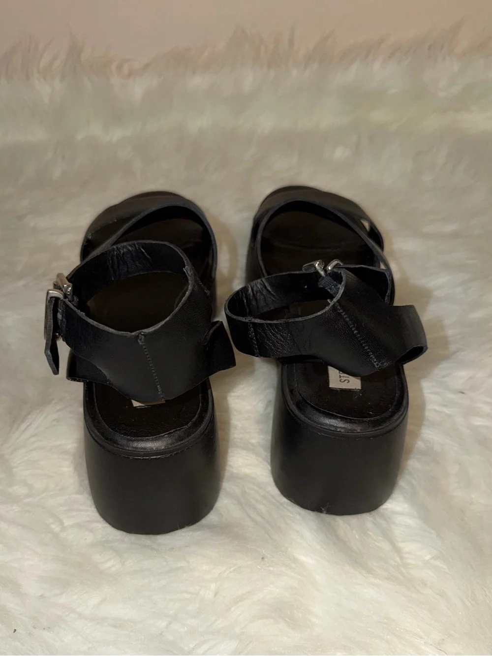 Steve Madden Black Platform Ankle-Strap Sandals
